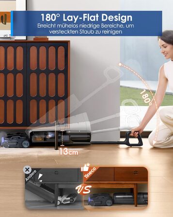 Tineco Floor One S7 Stretch Steam: Акумуляторний пилосос 2-в-1 для вологого та сухого прибирання, 22000 Па, для твердих підлог, шерсті тварин