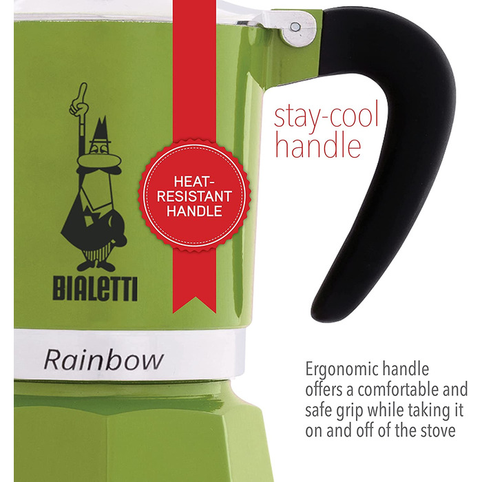 Кавоварка Bialetti Rainbow, алюмінієва, зелена, 6 чашок