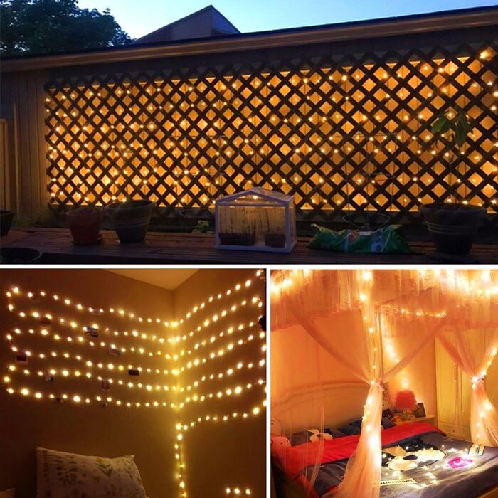 LED гірлянда для дому та саду 50м, 500 LED, мідний дріт, зірковий ефект, димування, пульт, вологостійка, для декору, на Новий Рік