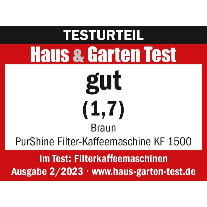 Кавоварка Braun PurShine KF 1500 WH фільтраційна, 10 чашок, скляний глечик, OptiBrew, авто вимкнення, 1000 Вт, біла