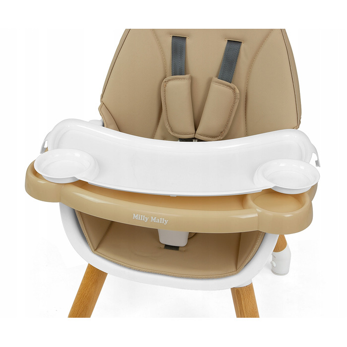 Стілець для годування 2в1 дерев'яний зі столиком-тацею Malmo Beige Milly Mally