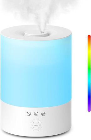 Зволожувач повітря Maxcio Top-Fill 2.5л з RGB підсвіткою та аромадифузором, ультразвуковий, без BPA, для спальні, дитячої, рослин - 30 годин роботи, 28 дБ