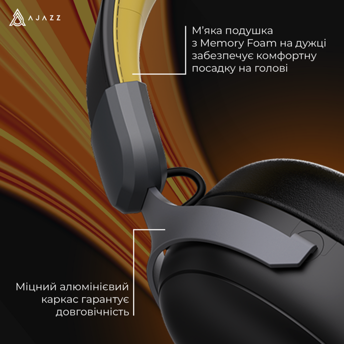 Бездротова ігрова гарнітура Ajazz AHM08 MAX Black Gray Yellow (AHM08-MAX-BGY)