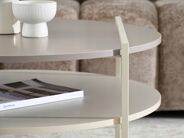 Журнальний стіл Mebel-Partner круглий, 80 x 80 x 45 см, кремовий, відтінки бежевого