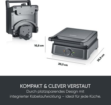 Вафельниця SEVERIN WA 2117 Black Line для бельгійських вафель у формі серця, антипригарне PFAS-free покриття, 1000 Вт, чорний/нержавіюча сталь