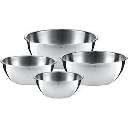 Набір кухонних мисок WMF Gourmet 4 шт. з нержавіючої сталі, 0,75л - 2,75л, миски для приготування, салатники, сервіровочні миски, Cromargan, з можливістю складання