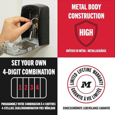 Сейф для ключів Master Lock Extra Large (XL) з настінним кріпленням для вулиці, металевий ключбокс (14.6 x 10.6 x 5.3 см)