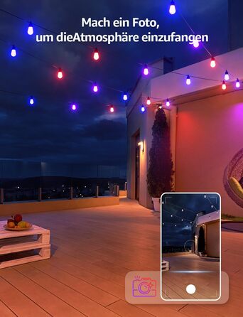 Lepro LED гірлянда для зовнішнього використання 30м, RGB+тепле біле світло, Wi-Fi, керування через додаток, сумісна з Alexa/Google, IP65, AI-дизайнер світла, 30 LED, без пульта