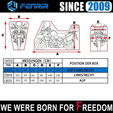 Чохол для мотоцикла FENRIR 230 см, водонепроникний, 420D, для вулиці, термостійкий, захист лаку, з місцем для верхнього та бічних кофрів (230x100x143 см)
