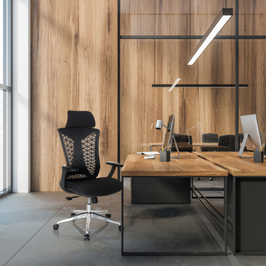 Офісне крісло / поворотне крісло FALEO B сітка / тканина чорна hjh OFFICE