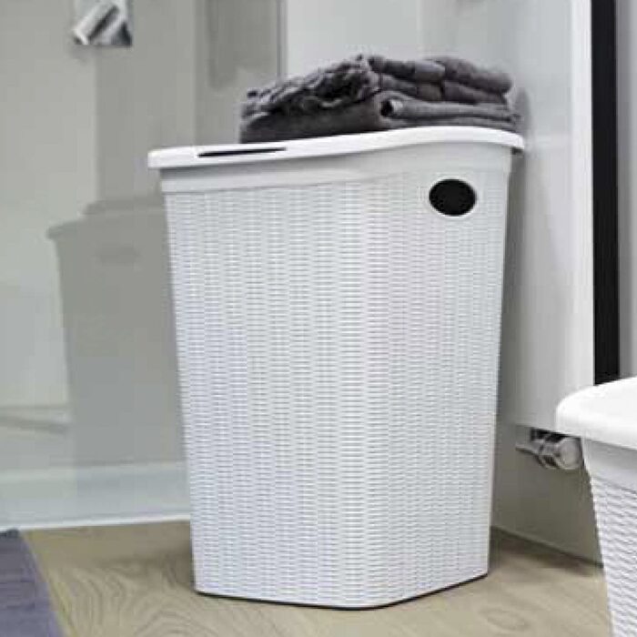Кошик для білизни Stefanplast з кришкою, 50 л, білий, 54,5x38x37 см