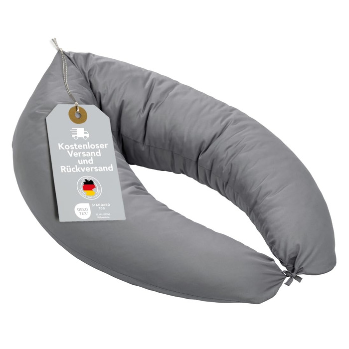 Подушка для вагітних та годування XXL 40x190 см XDREAM з мікрофібри, Öko-TEX, з бандажем для зав'язування, 60°C