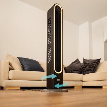 Вентилятор вежа Cecotec EnergySilence 9090 Skyline Ionic 119 см, 45 Вт, з іонізатором, LED сенсорним екраном, пультом ДУ, 3 режими, таймер 12 год, коливання 70°, чорний