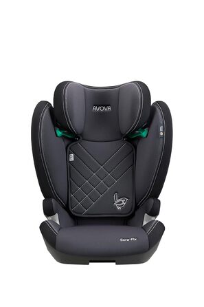 Дитяче автокрісло AVOVA Sora-Fix сіре та чорне, 100-150 см, 4-12 років, із Isofix, бустер