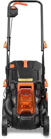 Акумуляторний газонокосарка FUXTEC 40V E1RM20 з 2x20V Li-Ion акумуляторами 2Ah та подвійним зарядним пристроєм – ширина зрізу 33 см, регульована висота зрізу