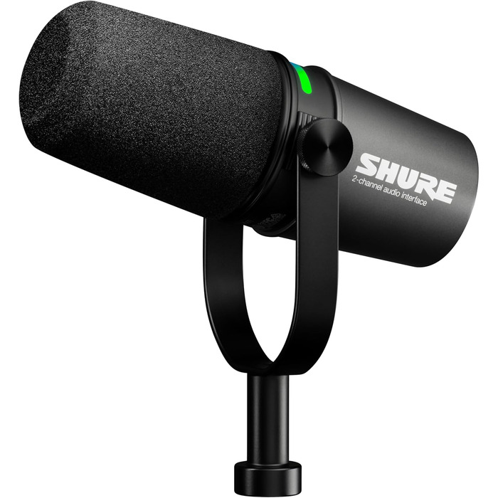 Мікрофон Shure MV7i Smart Podcast з вбудованим аудіоінтерфейсом, комплект для подкастингу, 2-канальний, Dual-XLR для мікрофонів або інструментів, USB-C підключення до ПК/телефону