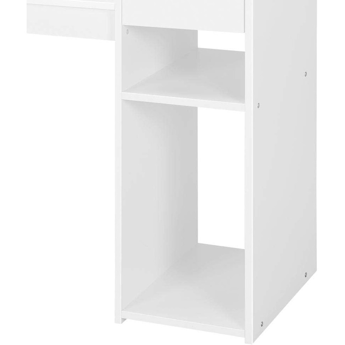 Стіл для комп'ютера Yaheetech 112x82x50 см, білий, з висувною шухлядою та 2 полицями з МДФ, офісний письмовий стіл