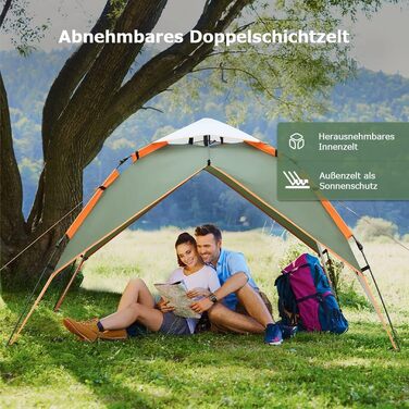 Автоматичний кемпінговий намет для 3 осіб, миттєвий Pop-Up намет для відпочинку на природі