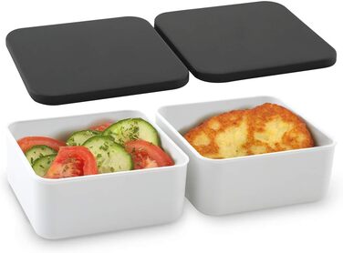 Ланч-система Cloer 800S2-1 Bento Box 15 предметів, XXL 2100 мл, роздільна, з аксесуарами, ланчбокс та контейнер для їжі для дітей і дорослих, білий