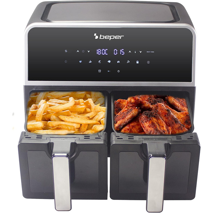 Аерофритюрниця BEPER P101FRI090 з двома камерами, 9 л (4,5 л на кошик), 7 програм