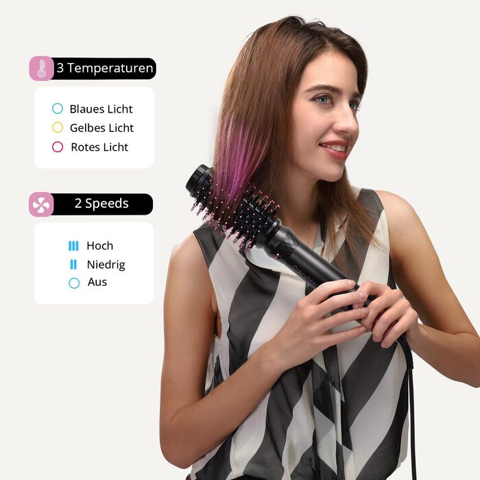 CrazyMar Airstyler 7-в-1: Фен-щітка з іонізацією, автоматичний стайлер для волосся, випрямляч та плойка (чорний)