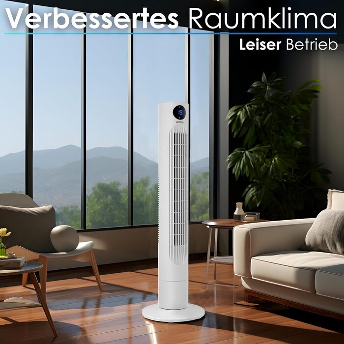 Вентилятор Tower Echo - тихий, з пультом, LED-дисплеєм та таймером 12 год