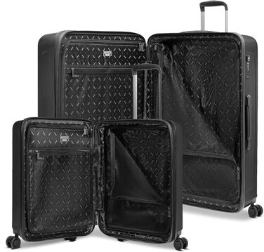 Набір валіз REDOLZ Essentials 14 Black Metallic - 2 шт (S + L) з відділенням для ноутбука | Розширювані валізи для жінок та чоловіків
