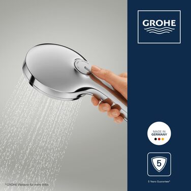 Душова лійка GROHE Vitalio Joy 120 з функцією Boost та AquaBooster, 3 режими струменя, економна (8 л/хв), хром, 1348640000