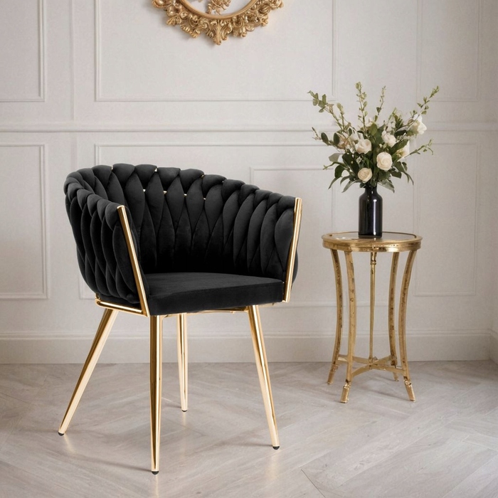 Обивочне велюрове крісло COFTON Gold velvet, чорне