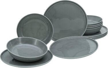 Набір посуду CreaTable Chef Collection (18 предметів) для 6 осіб: сервіз з порцеляни, 12-ти речі, сірий колір, Made in Europe