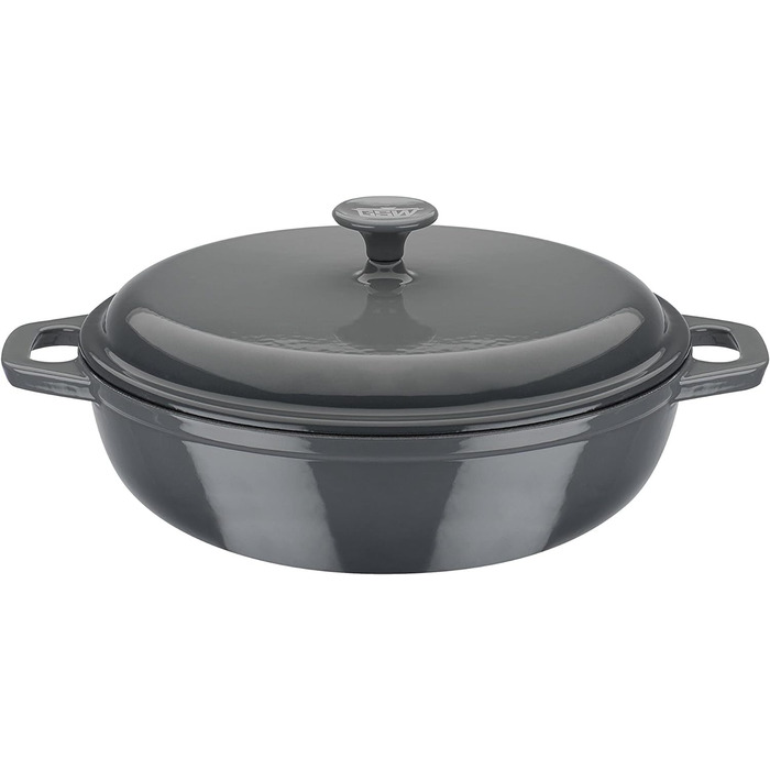 Жаровня GSW Grey Shadow з кришкою, чавунна, сіро-кремова, 30 см