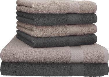 Набір рушників Betz Palermo 6 шт: 2 банних 70x140 см, 4 для рук 50x100 см, сауна-рушник, антрацит (Stone)