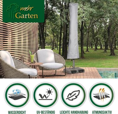 Чохол для парасольки Premium Protect 240x35/60 см, сірий, водонепроникний, UV-захист, для круглих парасольок до Ø450 см