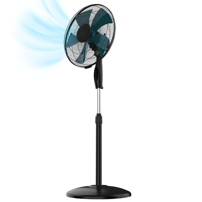 Вентилятор підлоговий Cecotec EnergySilence 560 Max Smart 45W, 40 см, 5 лопатей, LED-дисплей, сенсорне управління, 3 швидкості, автоматичне обертання (Чорний)