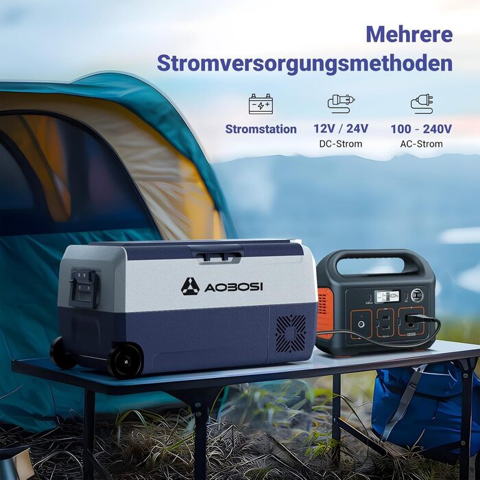 Автомобільний компресорний холодильник AAOBOSI 36л з Wi-Fi, 12/230V, -20°C до +20°C для кемпінгу, подорожей, риболовлі