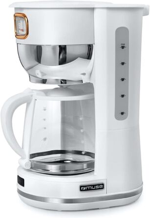 Кавоварка MUSE MS-220 W, 10 чашок, з глечиком, біла, підтримка тепла, матова поверхня