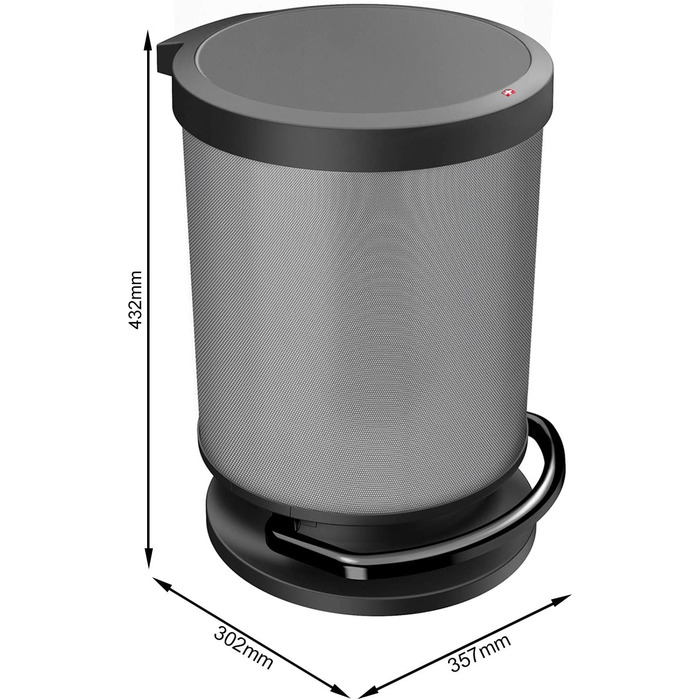 Смітник Rotho Paso 20 л з педаллю та кришкою, пластик, BPA-free, карбон металік