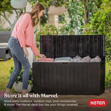 Ящик для зберігання Keter Marvel Plus для вулиці, коричневий - для подушок, інструментів, аксесуарів для басейну