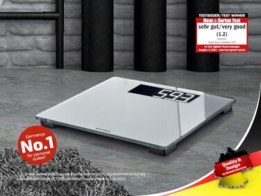 Електронна вага Soehnle Style Sense Comfort 600, до 200 кг, велике LCD-дисплей, безпечний стійкий корпус
