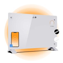 Електричний конвектор Aurora 2000W з термостатом, енергоощадний обігрівач для розумного дому, білий