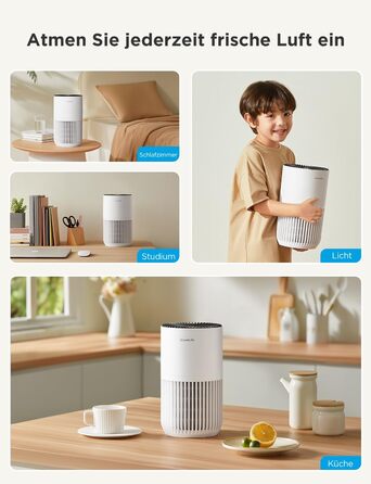Повітряочисник GoveeLife Mini для спальні з HEPA-фільтром, керування через додаток Alexa, проти шерсті тварин, запахів, пилку, диму. Портативний очисник повітря з 3 швидкостями, 2 режимами, таймером та аромадифузором