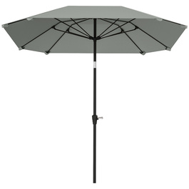 Outsunny Parasol Ø233 см, Парасолька з функцією складання, Восьмикутний балкон Парасолька Пляжна парасолька Вітрозахисна стайня Ринок Парасолька Колінчастий Парасолька Захист від сонця для пляжу Балкон Патіо Сад, темно-сірий