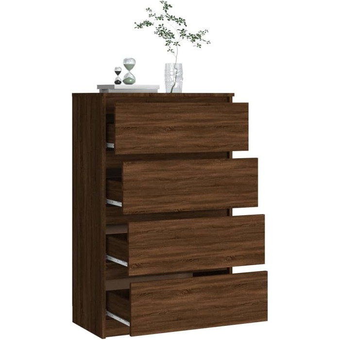 Комод vidaXL з 4 шухлядами, бетонно-сірий, 60x35x98,5 см, сучасний, деревостружкова плита, для вітальні, з великим місцем для зберігання