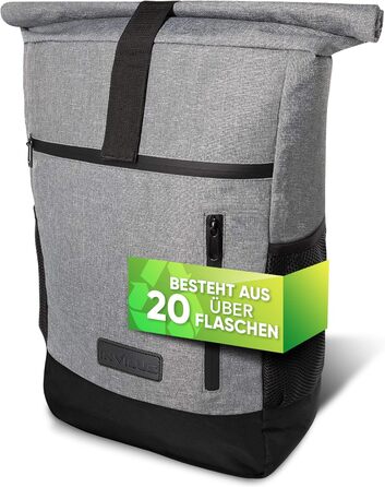 Рюкзак invilus Rolltop для жінок і чоловіків з переробленого пластику, для ноутбука, міський, шкільний, університетський