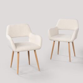 Комплект з 2 стільців для обідньої зони Cosy: м'які, з підлокітниками, білі, 56x56x78 см