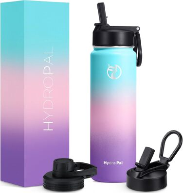 Термобутиль HydroPal з нержавіюючої сталі 1200 мл, BPA-free, вакуумна ізоляційна пляшка для спорту та подорожей, 24г холоду/12г тепла, герметична, з соломинкою та 2 кришками