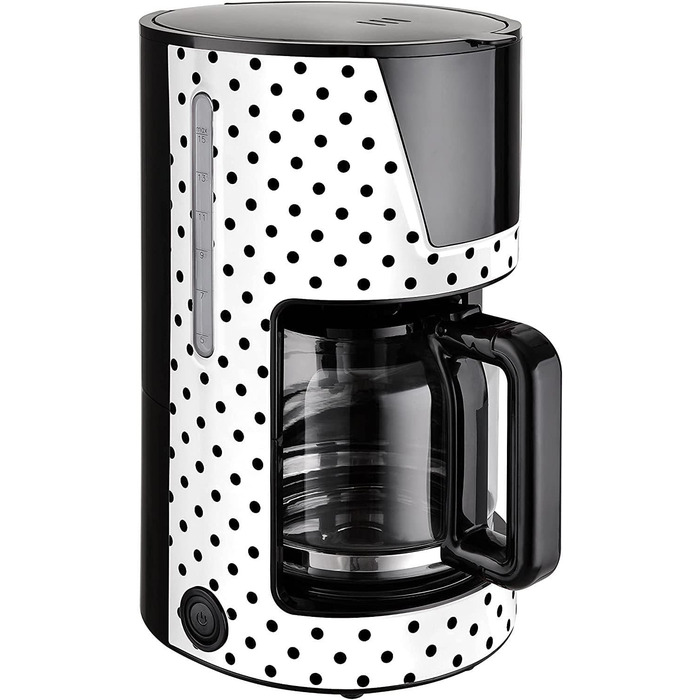 Кавоварка Kalorik TKG CM 1045 WBD N ретро-фільтр, 1,5 л, 900 Вт, скляна колба, на 12-15 чашок, біла з чорними крапками