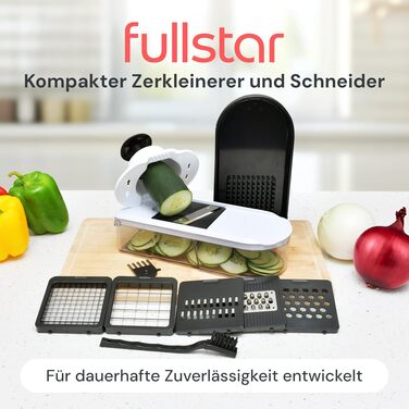 Овочерізка Fullstar Gemüseschneider 6-в-1 з мандаліною та теркою для овочів, фруктів та сиру - біла, компактна