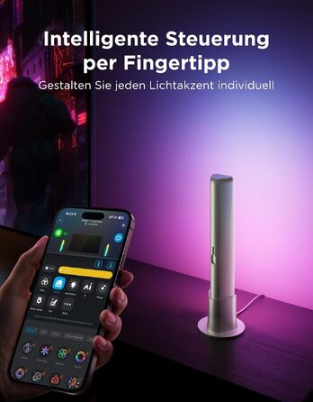 Світлодіодні LED-панелі Govee RGBICWW для підсвічування телевізора, геймінгу та створення атмосфери (Сріблястий)