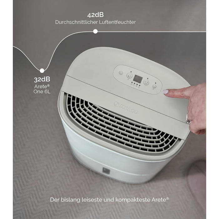 Meaco MeacoDry Arete® Two 25L: Повітряний осушувач та очищувач з HEPA-фільтром H13, Wi-Fi, інтелектуальні режими (Pebble Grey)